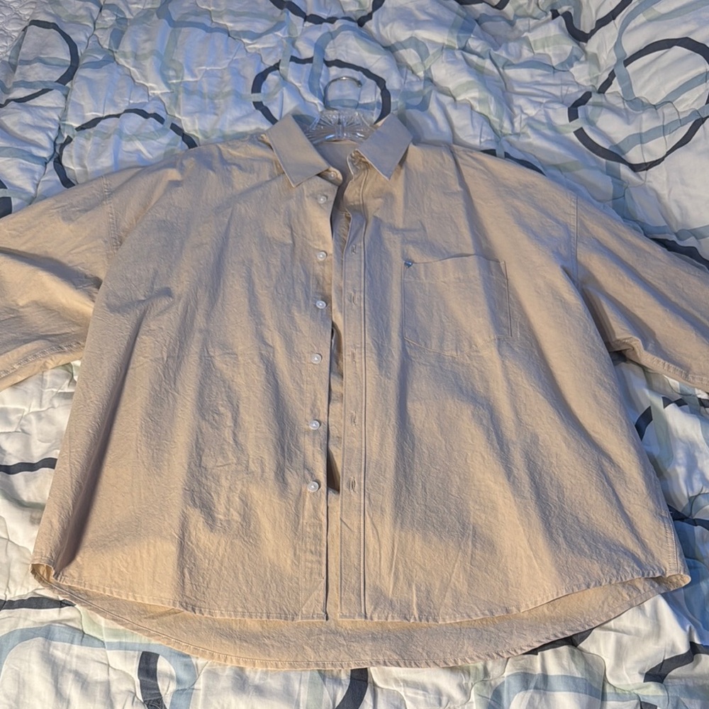 Tan Dress Shirt with Full-Length Sleeves
